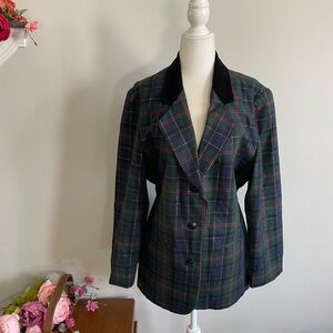Sag Harbor Green and Blue Plaid Blazer